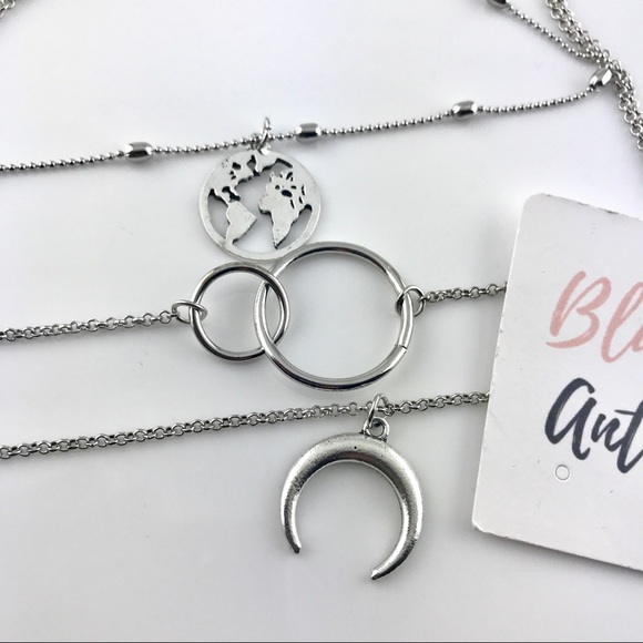 3 for $25⚡️map double circle moon necklace - Picture 7 of 7